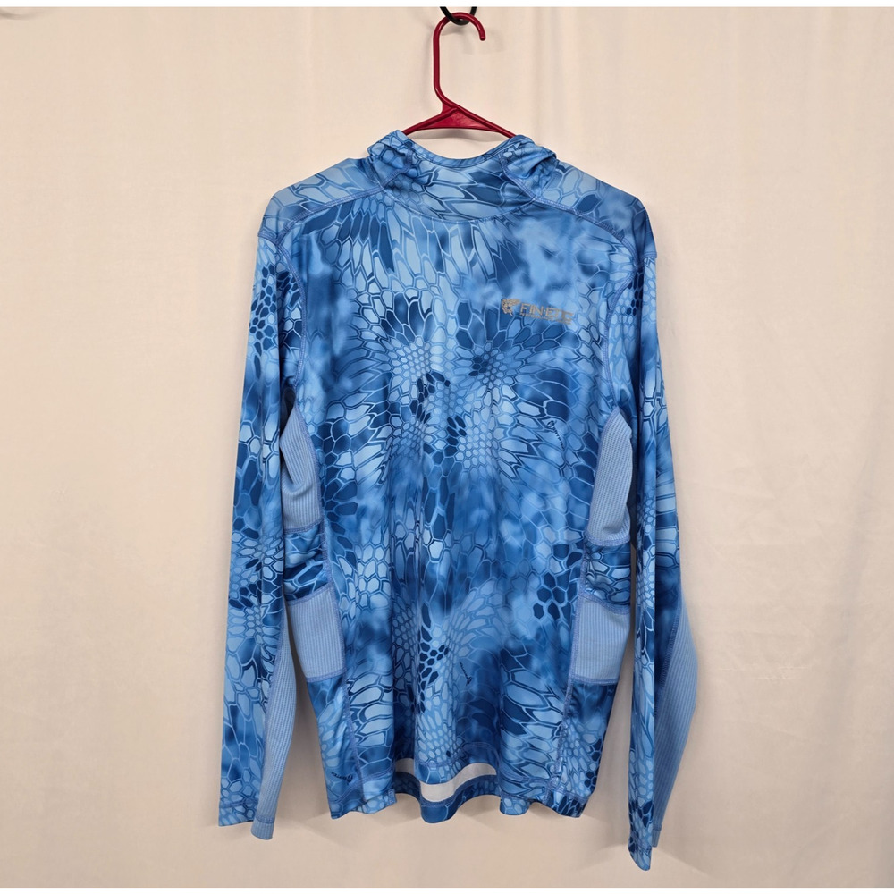 Paramount FIN-ERIC Performance Fishing Hoodie Men's L Blue Geo Kryptek EUC
